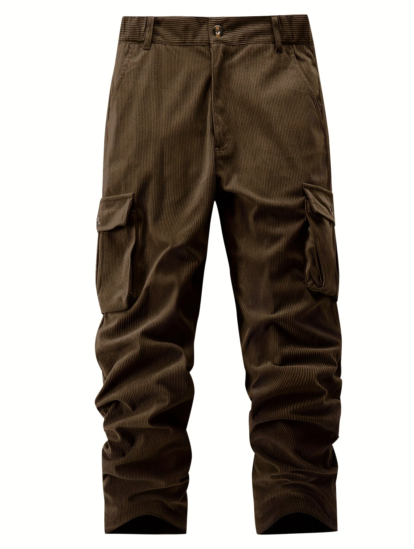 Retro Corduroy Gerade Weite Cargo-Hose für Herren mit Mehreren Taschen, Entspannte Passform, Streetwear, Wander- und Campinghose, Freizeithose – Detail 7