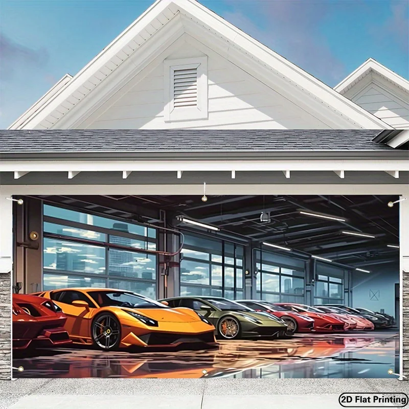 A 2D flat banner, suitable for a garage theme, with dimensions of 157.48X70.87 inches, is perfect for parking.DJH