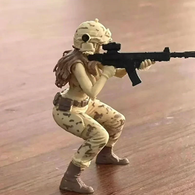 Female Warrior Statue Desktop Ornament Tactical Soldier Statue Female Infantry Gunner Statue Military Enthusiastic Unit Statue