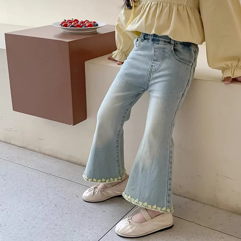 

Girls' pants Spring and Autumn 2025 new style western-style children's denim flared pants