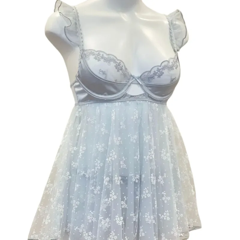 

Elegant Pajamas Women's Sleep Dress Mesh Satin Floral Suspender Nightdress Pure Underwear Loungewear Lingerie Sexy Sleepwear