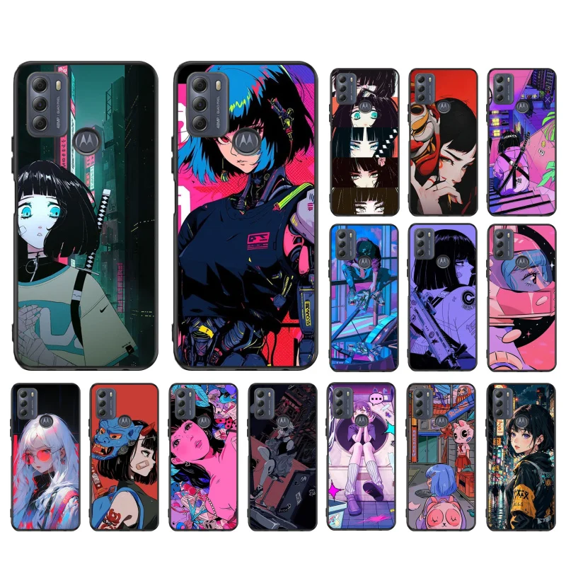 Japanese Style Anime Girl Phone Case For Moto Edge 50 40 Pro Edge 40 30 Ultra Neo Fusion G Power G Stylus G Play E32 E20 E40 