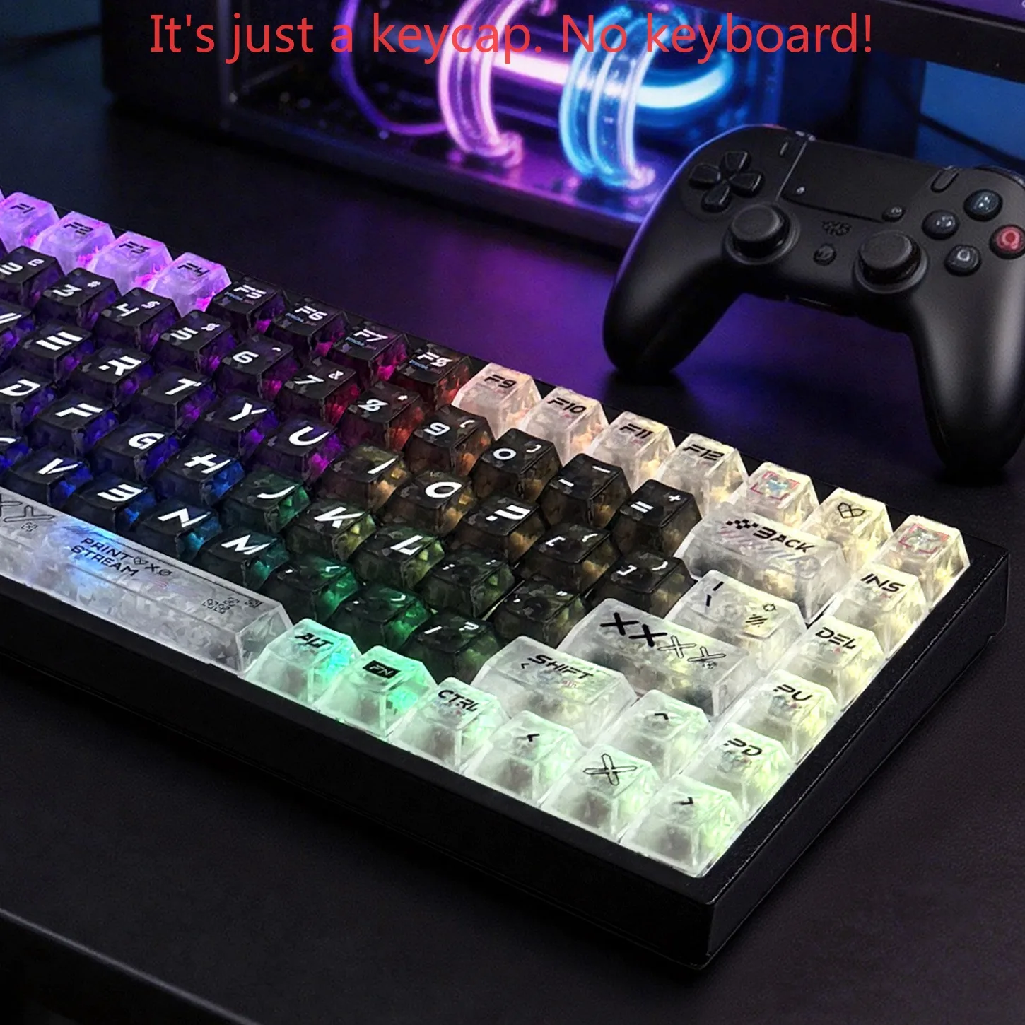 Ice Carbon Texture PC Keycaps 136 Keys Cherry Profile Black White Backlit Keycap Set for Magnetic Switch Mechanical Keyboard