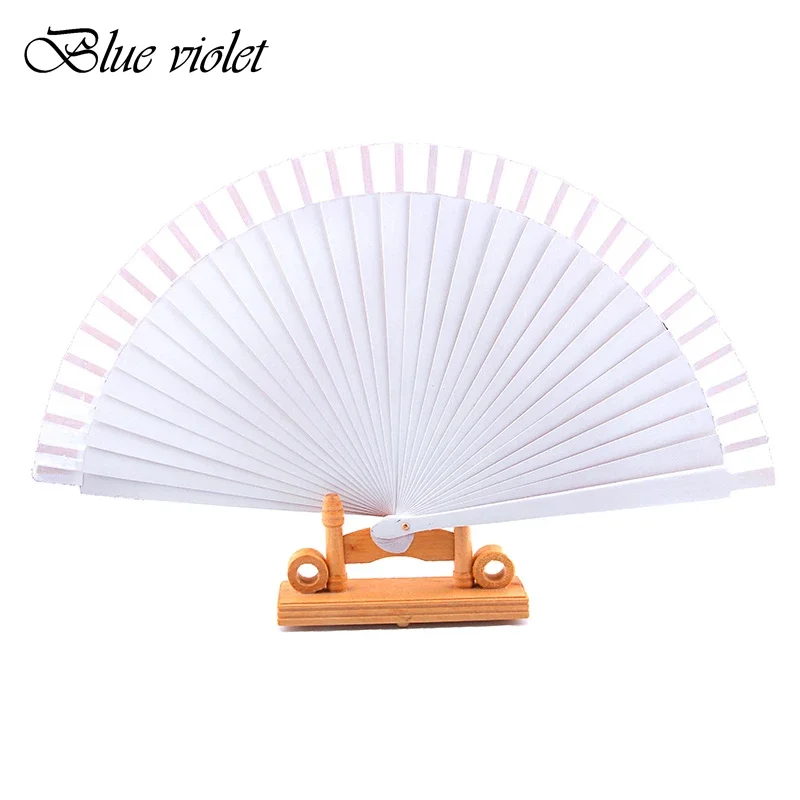 Wooden Folding Fan for Dance Performance, Old Fashioned Wedding Clothing Accessories, White, Spanish, 45