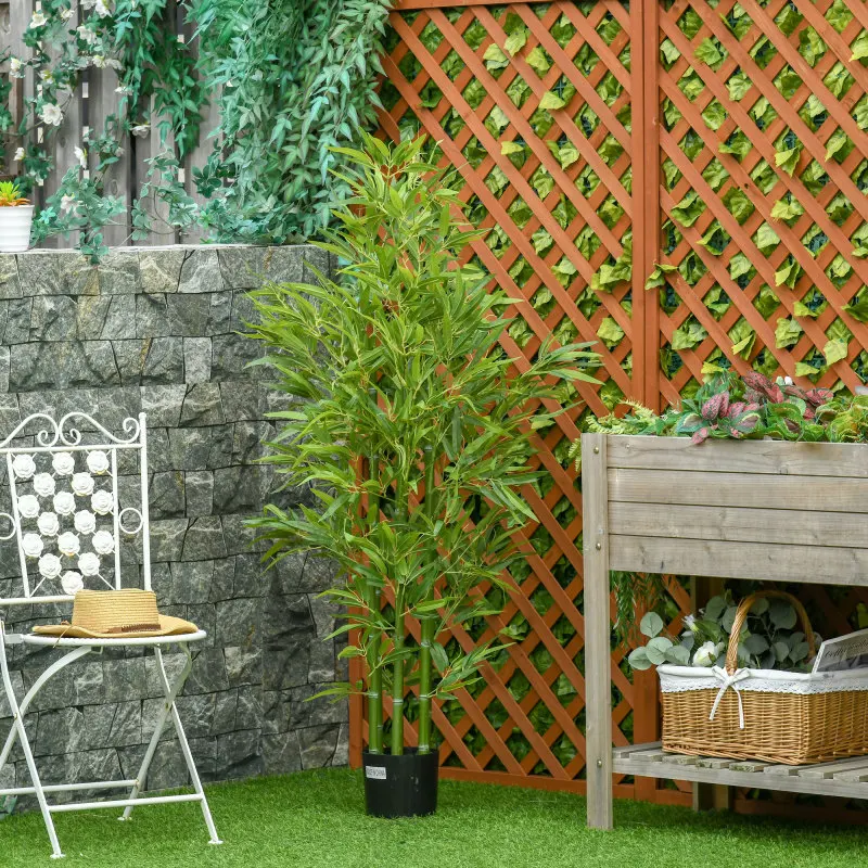 HOMCOM 5 футов искусственное бамбуковое дерево, искусственное декоративное растение в горшке для детского декора в помещении или на открытом воздухе