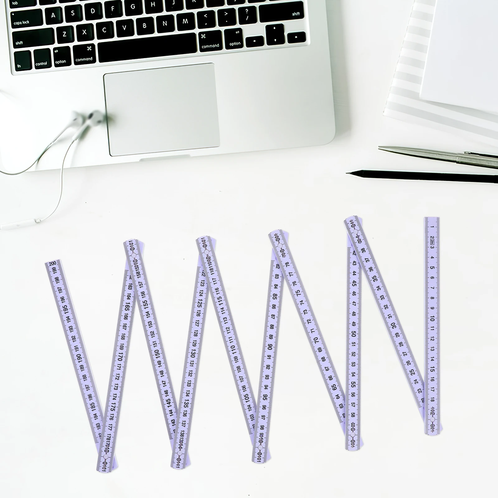 1pc Plastic Folding Ruler Measuring Stick Portable Cm Mm Engraved Both Sides Foldable Ruler For Home Office Students