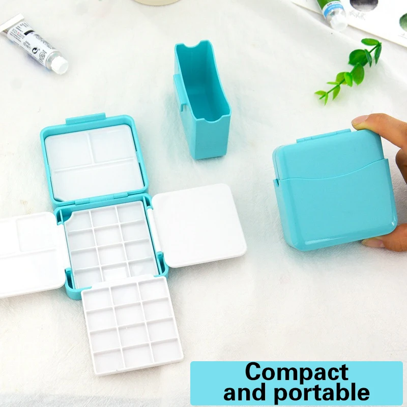 

On-The-Go Artist's Portable Watercolor Paint Case with Palette; Half-Pan Storage Box for Art Supplies.