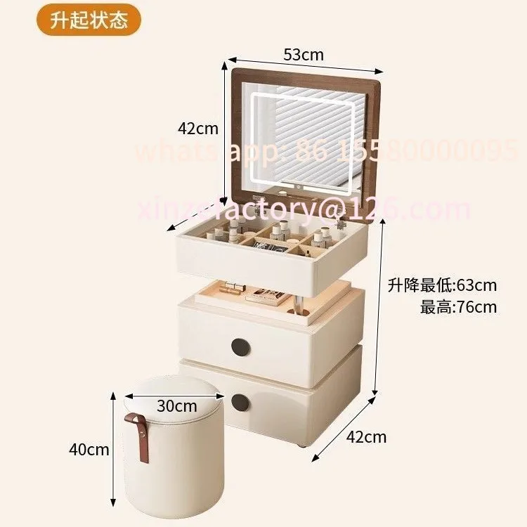 

Customizable removable bedside table with wheel flip cover and makeup mirror integrated