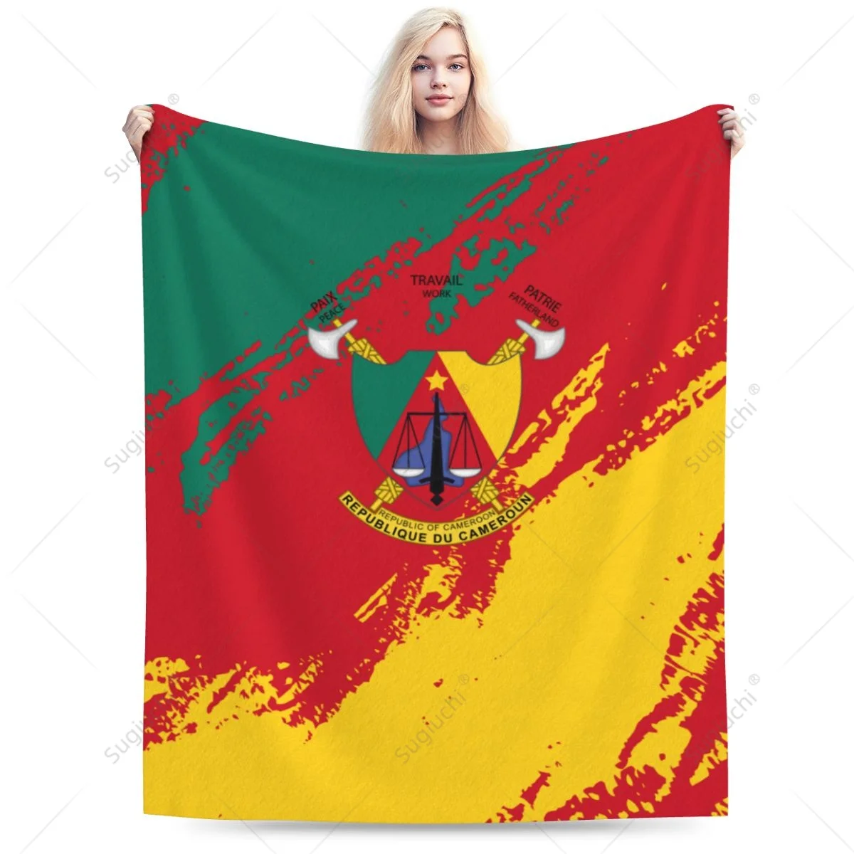 Decke Kamerun Flagge Farbe Flanell Multifunktions Camping Sofa Abdeckung Warm Halten