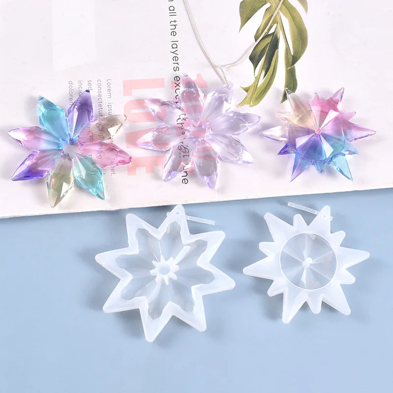 New Christmas Multi Shapes Snowflake Pendant Silicone Mold Hanging Epoxy Resin Mould For DIY Christmas Tree Decor Jewelry Making