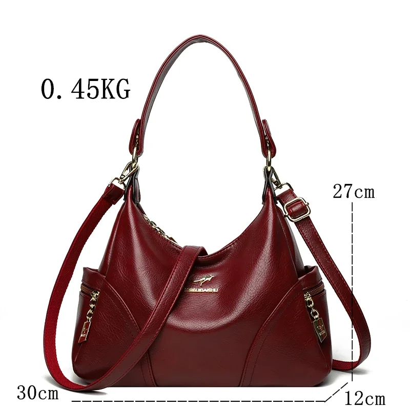 2024 New Women Luxury Leather Handbags Large Capacity Casual Tote Bags Wysokiej jakości kobiece miękkie skórzane torby na ramię Female Sac