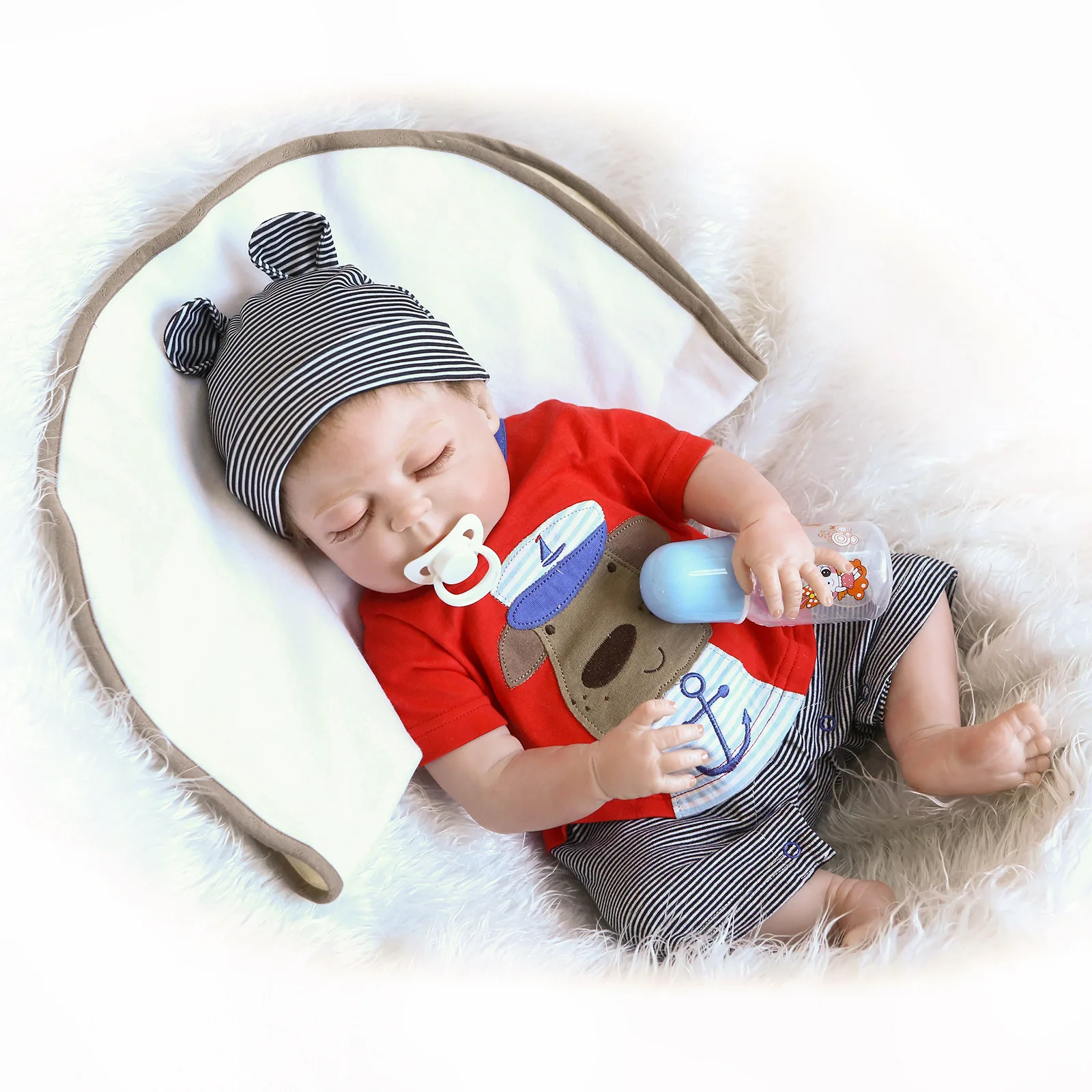 48cm Lifelike Newborn Baby Doll Reborn Sleeping Soft Whole Silicone Toddler Kid's Christmas Birthday Gift Muñecas Reborn premie