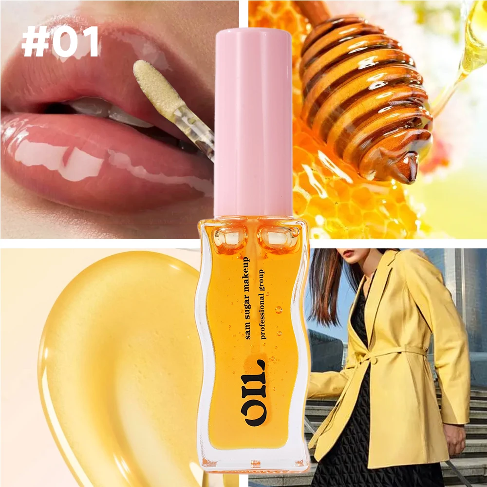 6-farbiges Fruit & Honey Essence Lippenöl, langanhaltend, feuchtigkeitsspendend, leichte Lippenlinien, Lippenprotektoren, transparente Lippenglasuren