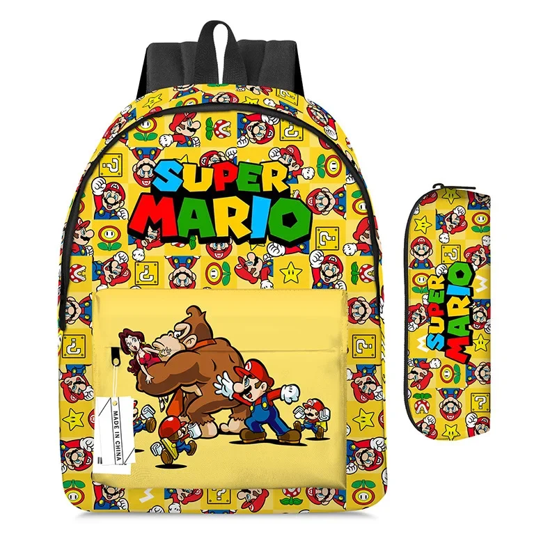 2 pz-set nuovo zaino Super Mario Mario borsa a tracolla Mario scuola elementare e media borsa scuola astuccio cartone animato