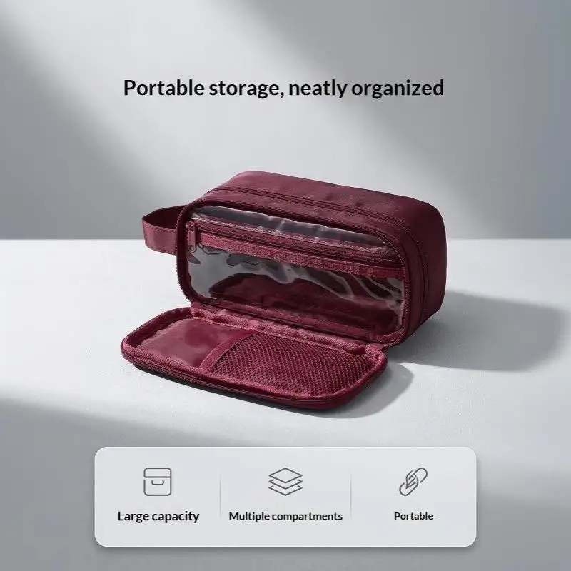 Doppelschichtige Kosmetiktasche Reise-Make-up-Organizer Große Kapazität Toilettenartikel-Tasche Multifunktionales Federmäppchen Pinselhalter – Detail 7