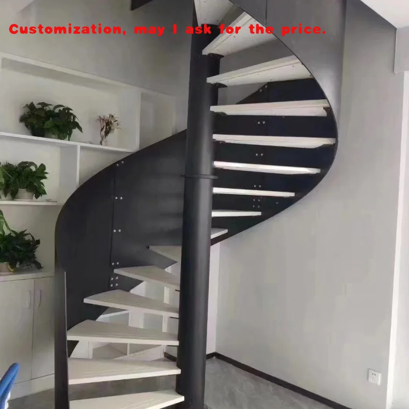 custom.Customized Curve Stairs Modern Luxury Indoor Solid Wooden Steps Treads Staircase System