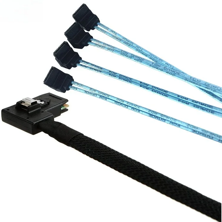 ADT-Link 30V AC ミニ SAS 8087 直角 - 4 SATA 90 °   ケーブル - 12G 高速サーバー接続低電力接触抵抗