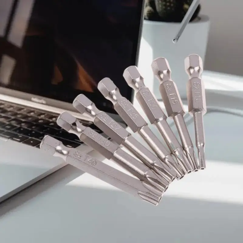 7 Pcs S2 Magnetic Star Screw Driver 5 Point Screwdriver Bits 50mm 1/4