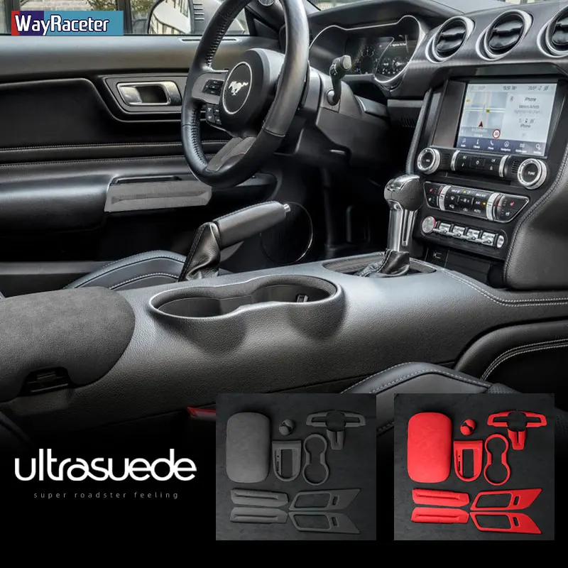 Ultrasuede balit auto vnitřní příslušenství vyhřívání kolo stříhat úložný ústřední konzole mechanismus obal pro Ford mustang S550 2015-2022