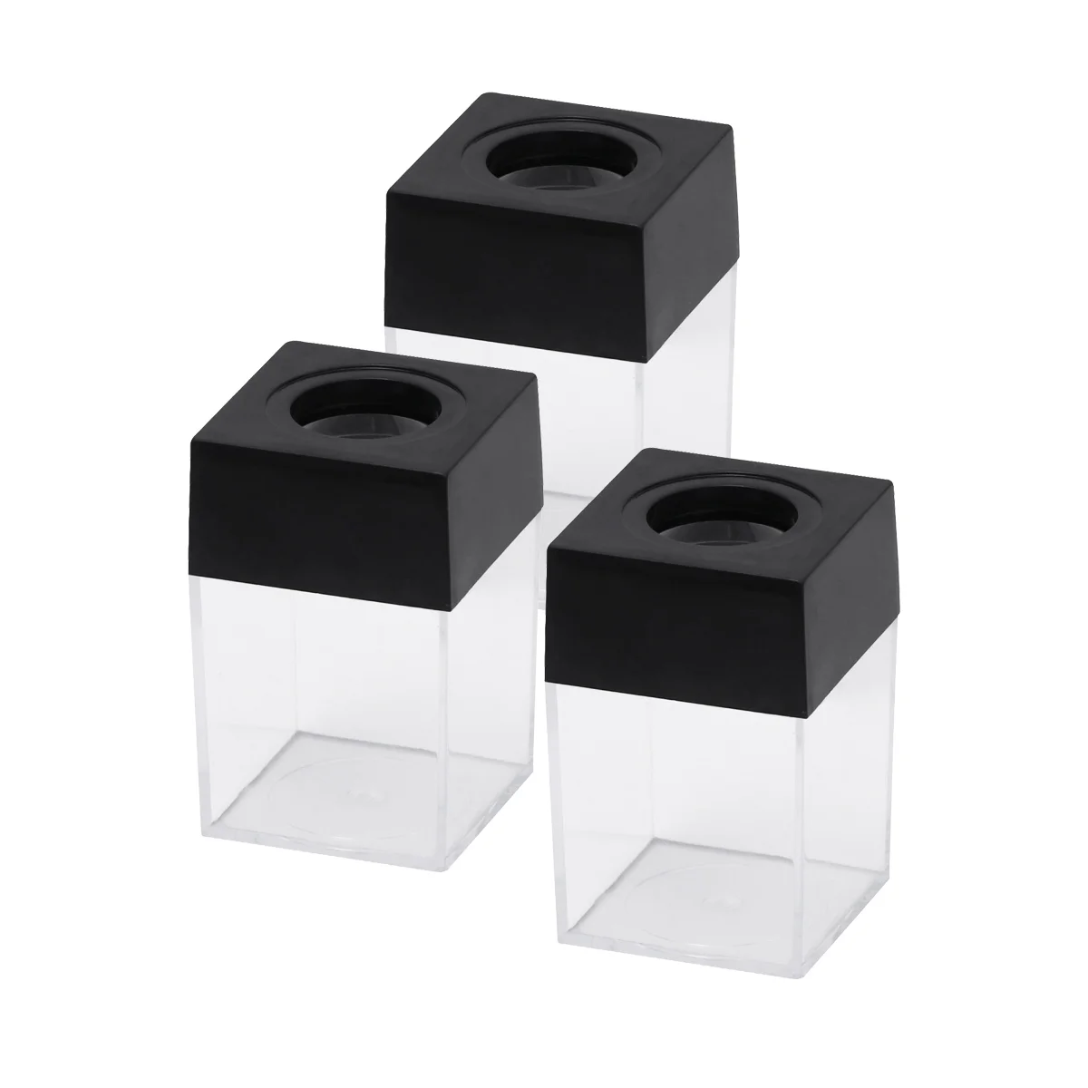 

3pcs Paper Clip Storage Box Magnetic Storage Case Creative Paper Clip Holder Office Desktop Paper Clip Dispenser (Black)