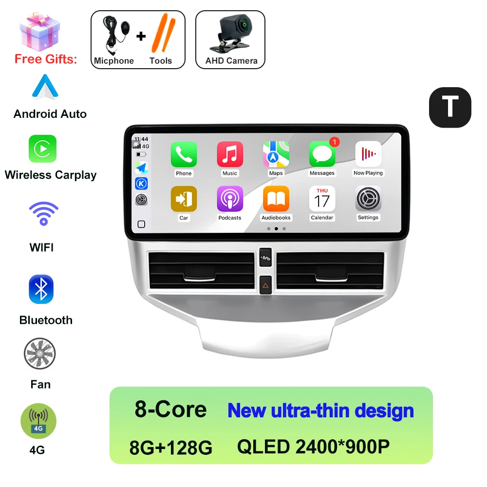 Voor Ford Fiesta 2009-2014 Autoradio Multimedia Video Player Navigatie GPS Android AUTO Draadloze CarPlay WIFI 4G QLED 2400*900P