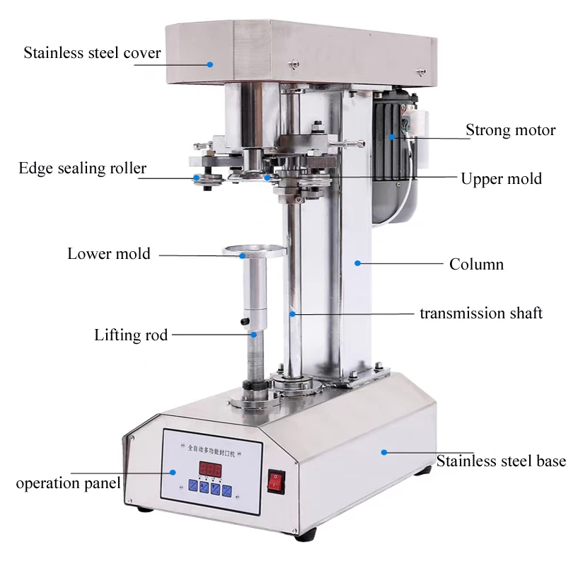 Automatic Capping Machine Aluminum Cover Pilfer Proof Can Sealing Machine Bottle Glass Plastic Juice Wine Water Caps Sealer