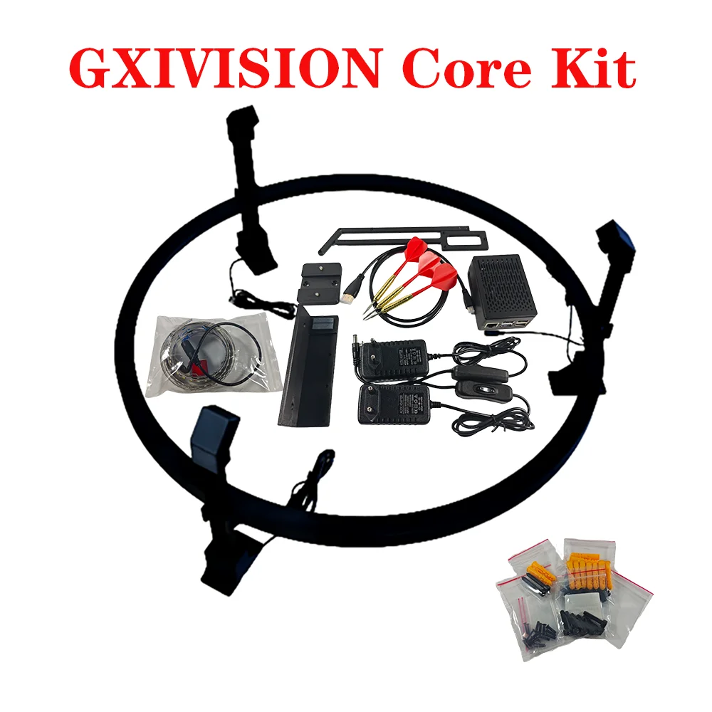 GXIVISION Core Kit Autodarts Compatible DIY Hardware Kit Include Microcomputer+3PCS Cameras+Dart LED Light Ring+Holder+Darts