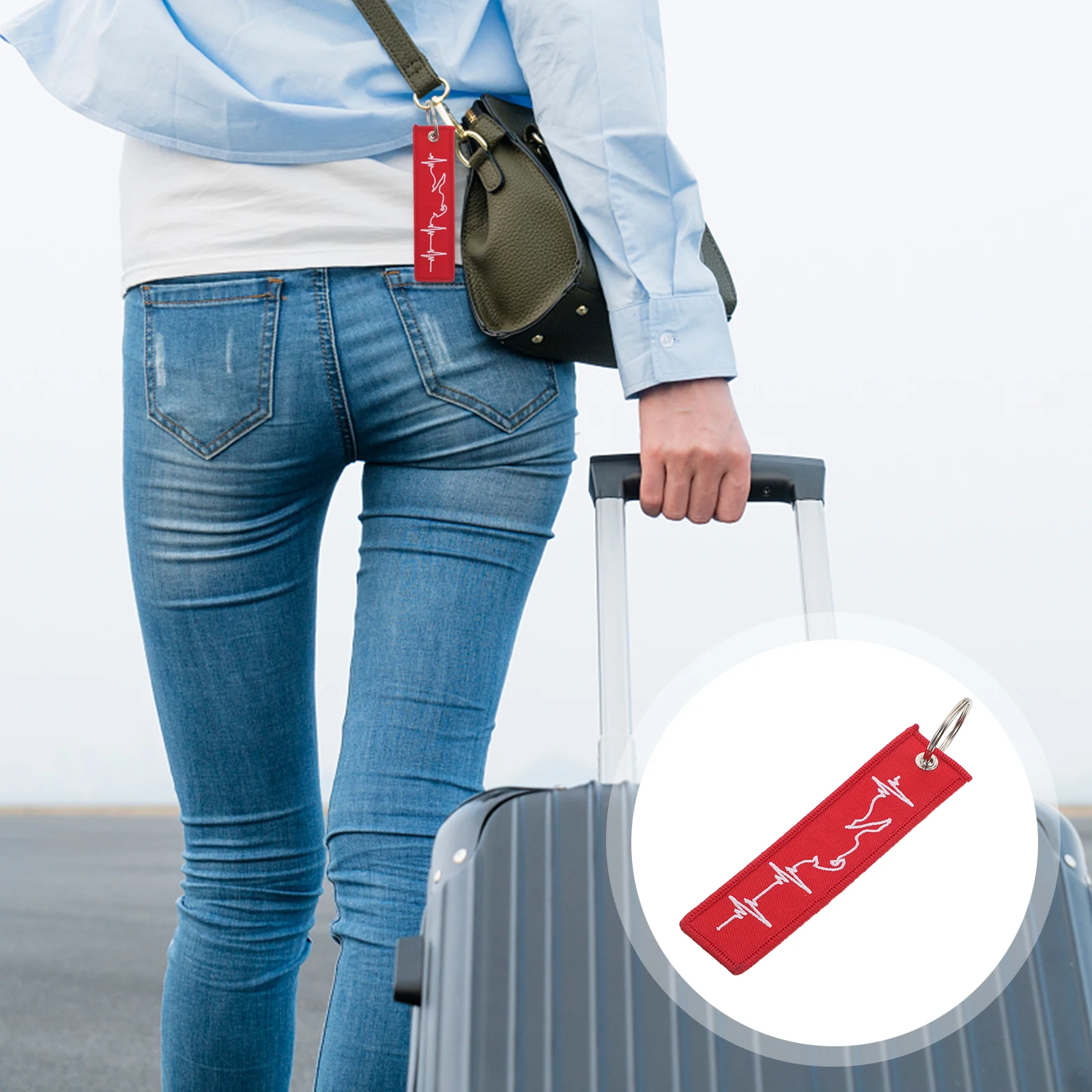 

Heartbeat Ecg Racing Embroidery Keychain Durable Polyester Motorcycle Keychain For Men Unique Car Key Accessories Decorative Key