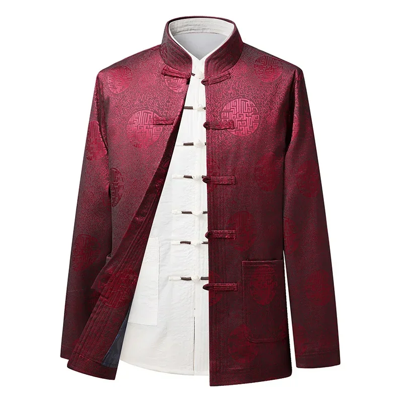 

Spring Autumn Men Coat Chinese Style Tang Tops Clothes Casual Long Sleeve Jacket Vintage Male China Classic New Year Clothing