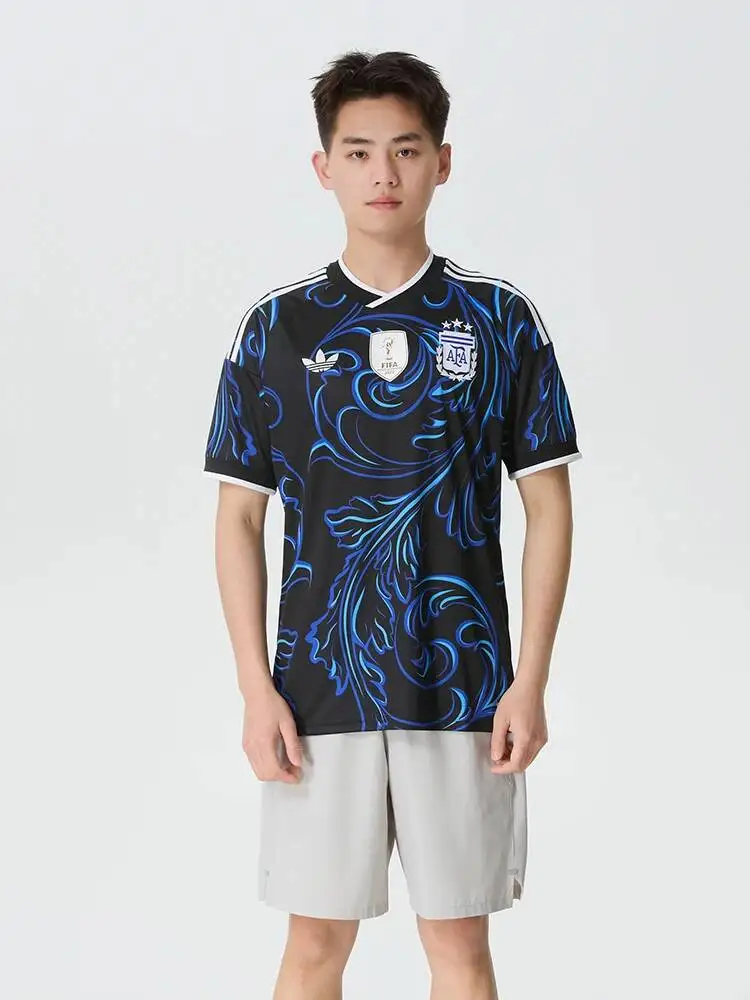 New Adidas T-Shirt Men's Fan Version Football Short-Sleeved Jersey Running Fitness Quick-Drying Breathable Sportswear Jm8395