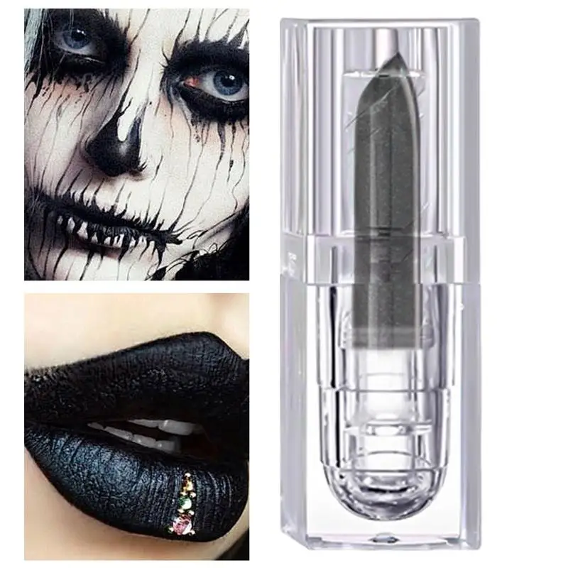 Lápiz labial negro de larga duración, bálsamo labial teñido brillante, resistente al agua, nacarado, brillo de labios negro Sexy, lápiz labial brillante, maquillaje de labios