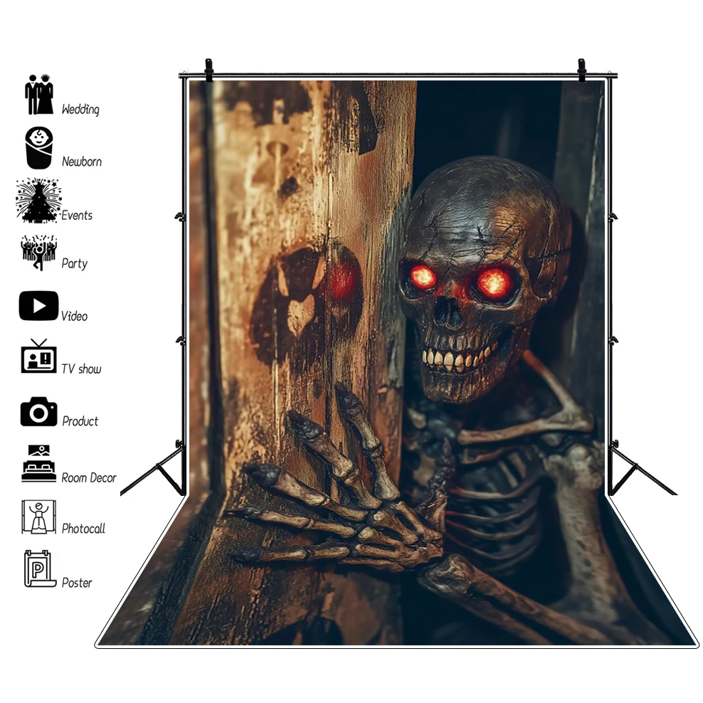 2025 هالوين التصوير خلفية رث باب خشبي الإرهاب شبح غيبوبة الاطفال الأسرة صورة خلفية استوديو الدعائم