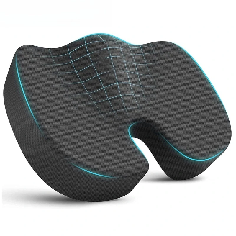 

Memory Foam Seat Cushion for Office Chair - Contoured Firm Pad for Sciatica & Lower Back Pain Relief, Posture Corrector for Car