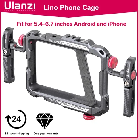 Ulanzi lino telefone gaiola vídeo vlog rig alça para 5.4 ''a 6.7'' iphone x 11 12 13 14 pro max android telefone fotografia