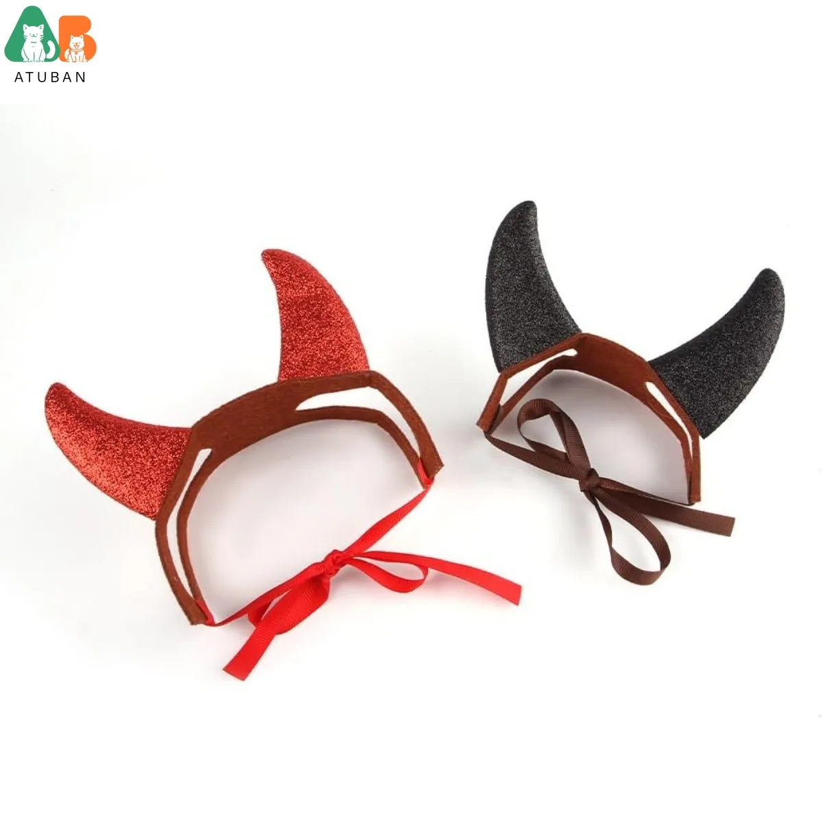 2Pcs Halloween Pet Costume Devil Horn Headdress Headband Accessory, Adjustable Strap Funny Demon Cosplay Dress Up Accessories