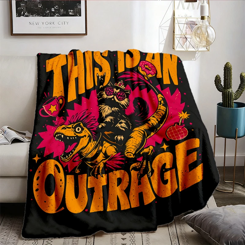 This Is An Outrage Flannel Blanket, Dungeon Crawler Carl Flannel Throw, Carl and Donut Cozy Blanket