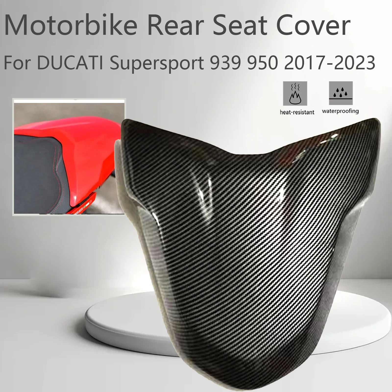 motorcycle Pillion Rear Seat Cover ABS Carbon Fiber Injection For DUCATI Supersport 939 950 2017 2018 2019 2020 2021 2022 2023