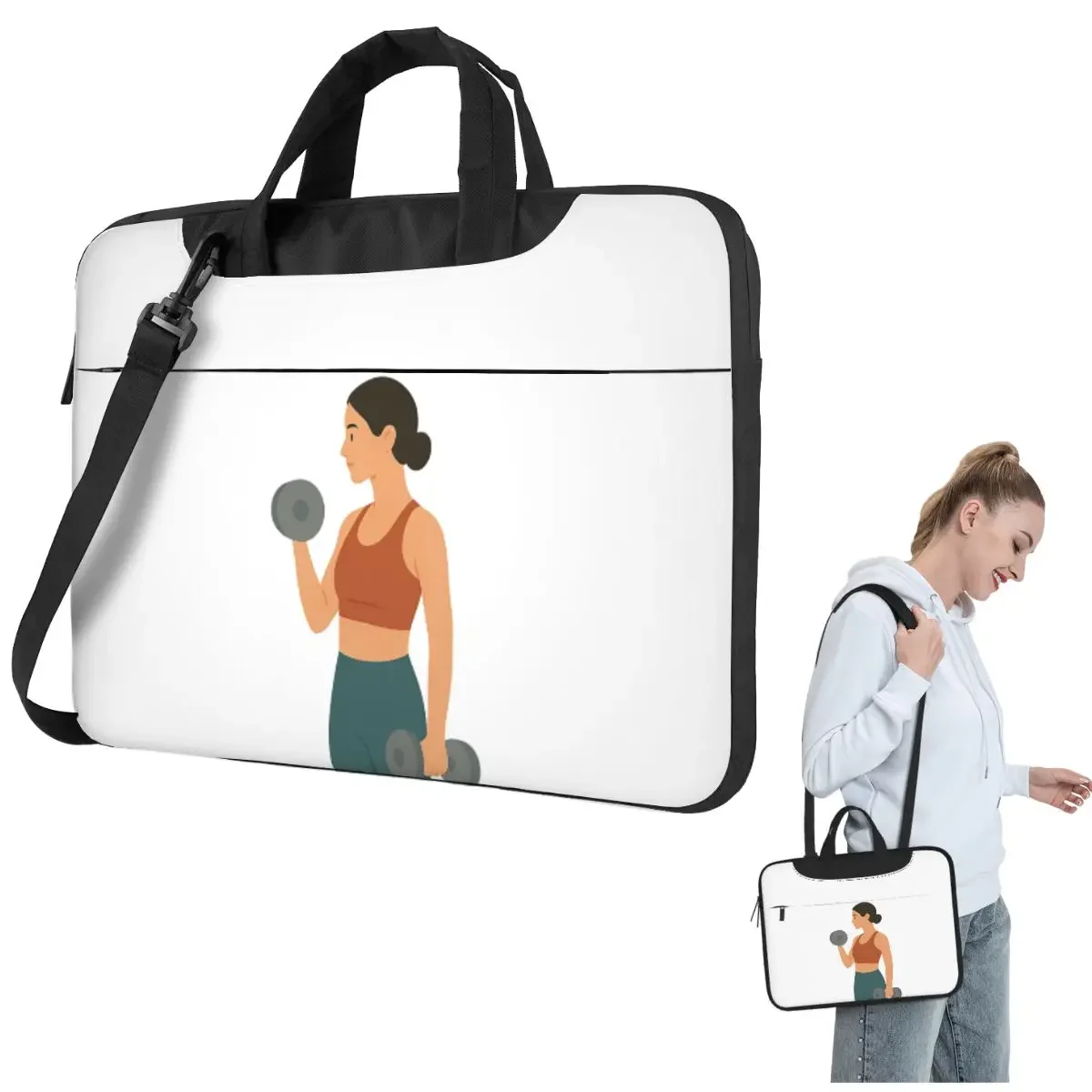 

Dumbbell Bicep Curl Fitness Crossbody Laptop Bag Case Computer Bag 13 14 15.6 Inch Notebook Pouch for Macbook Pro