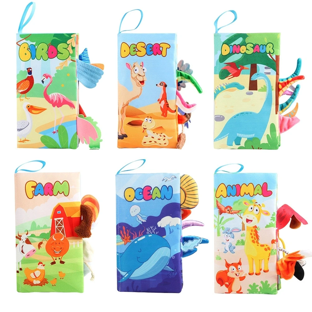 Gran oferta, juguete educativo de Aprendizaje Temprano para bebés de 0 a 36 meses, libro de tela con cola, rompecabezas de papel con sonido interactivo para padres e hijos, sonajero