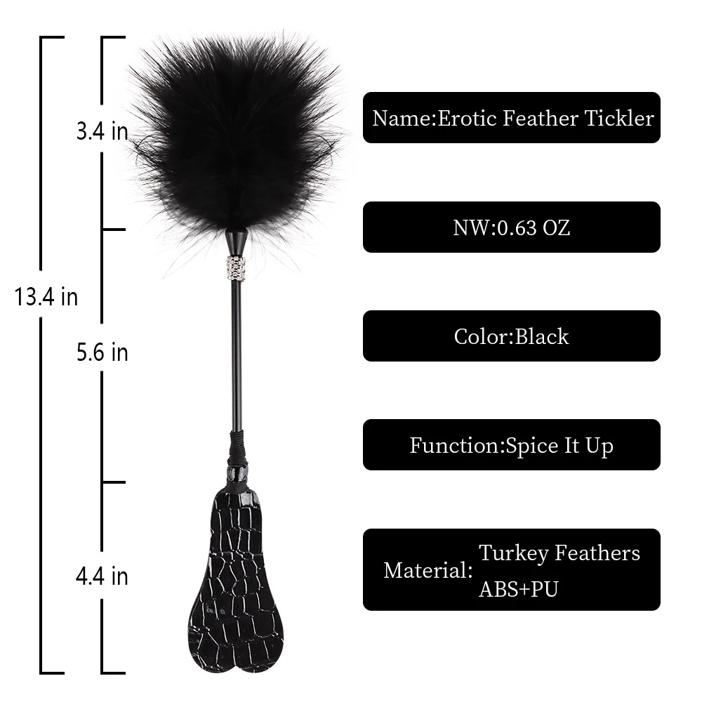 Faux Leather Feather Tickle BDSM Flogger Paddle Fetish Whip Adult Sex Toys for Women and Couples