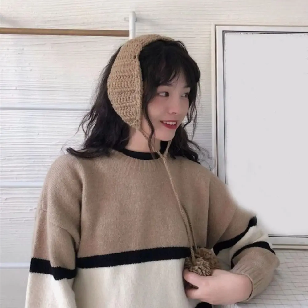 شيك الكورية نمط Y2k غطاء للأذنين رشاقته بلون JK محبوك إيرفلاب التزلج في الهواء الطلق الشتاء غطاء للأذن فتاة