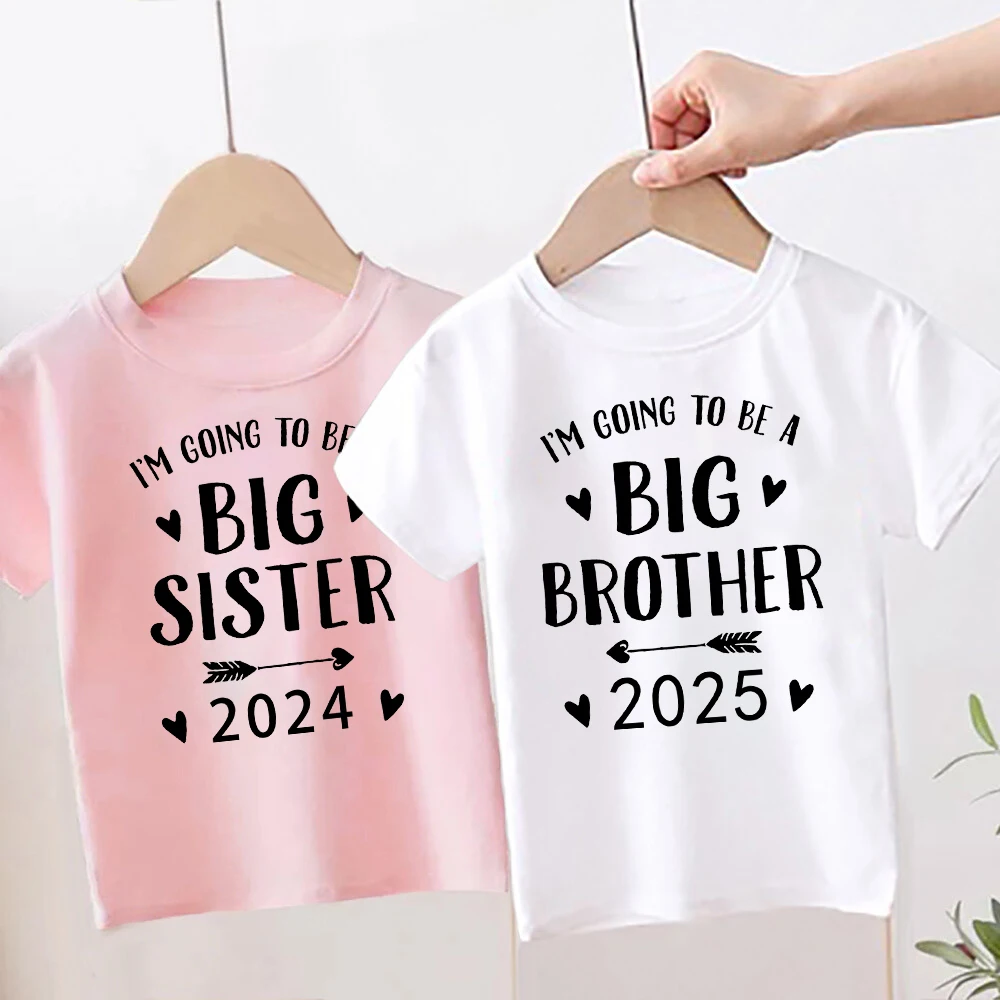 I\'m Being Promoted To Big Sister/Brother 2024 Baby Announcement T Shirt Kids T-Shirt Children Tops Toddler Tshirt Summer Clothes