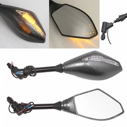 2 X LED Turn Lights Side Mirrors with LED Turn Signal Indicator 10mm Motorcycle Rearview Mirror For Honda Suzuki Yamaha Ducati