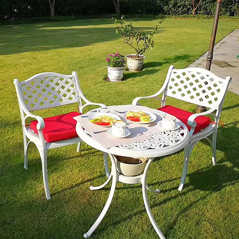 Patio KD Design Furniture Modern Luxury Furniture White Color Cast Aluminum Mosaic Bistro Set 3 Piece