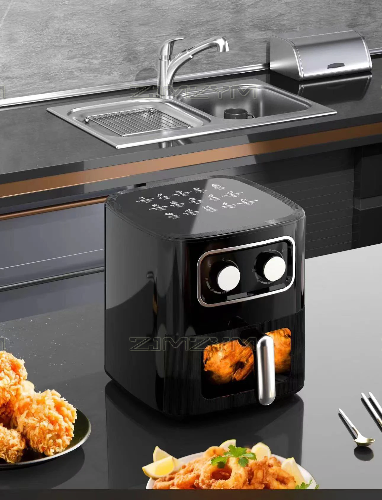 10L Large Capacity Intelligent Automatic Air Fryer Oven 220V Household Multi-function Smart Touchscreen Deep Fryer Without Oil