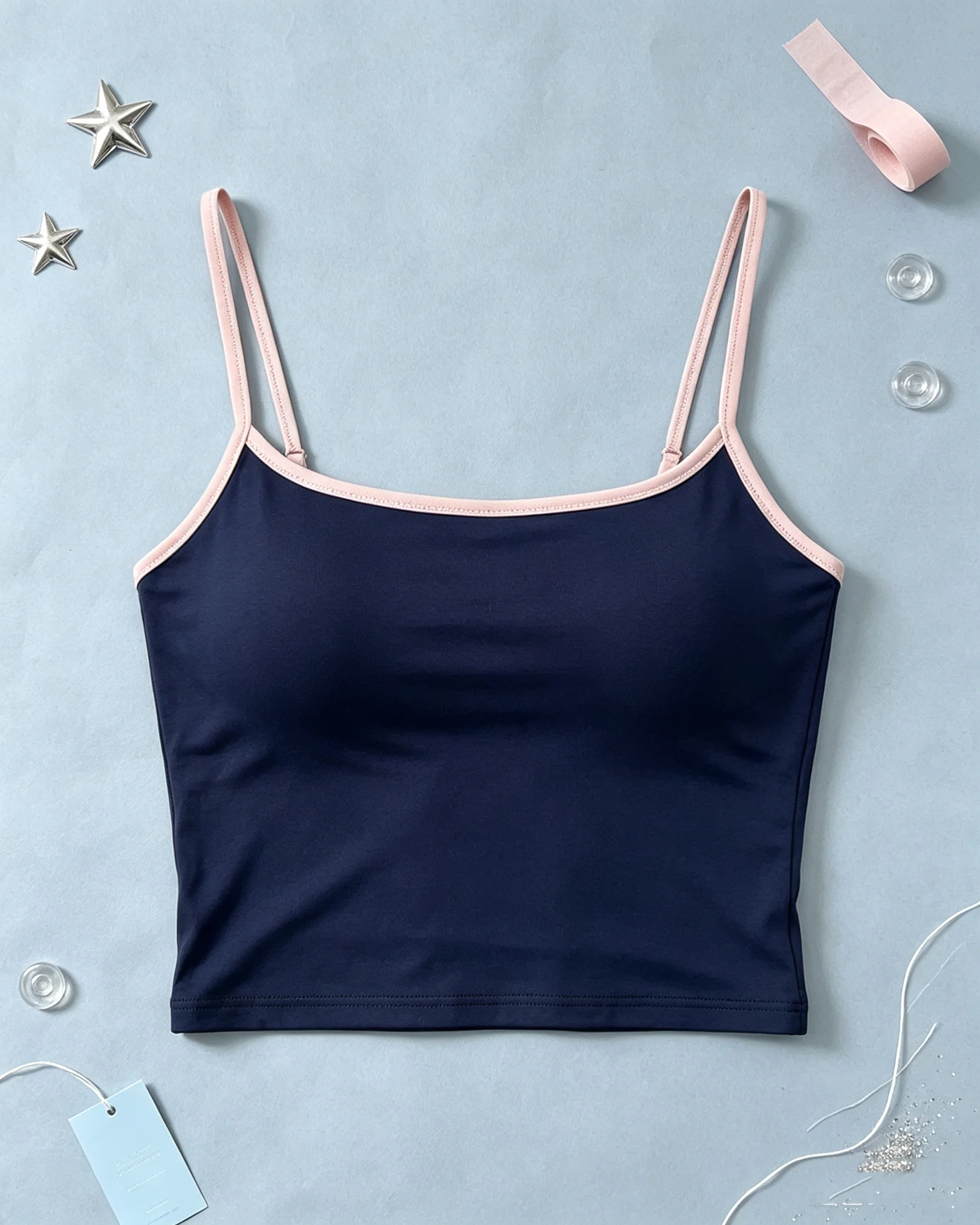 Summer Color Block Two Tone Backless Shoulderless Sleeveless Camisole Top Elegant Casual Comfortable