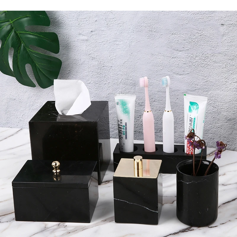 Marble Lotion Bottle Shampoo Mouthwash Cups Household Cotton Swabs Tissue Boxes Jewelry Storage Toothbrush Holders