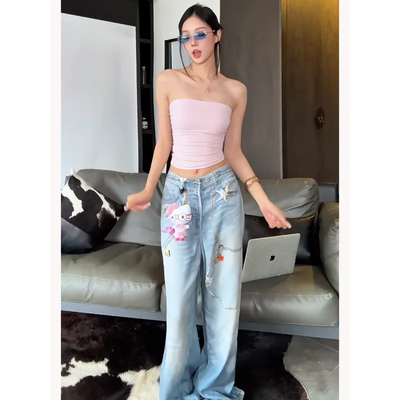 Retro Sexy Girl Pink Strapless Crop Top Women's Ultra Elastic Tightening Belly Button Exposure Vest Summer Casual Style