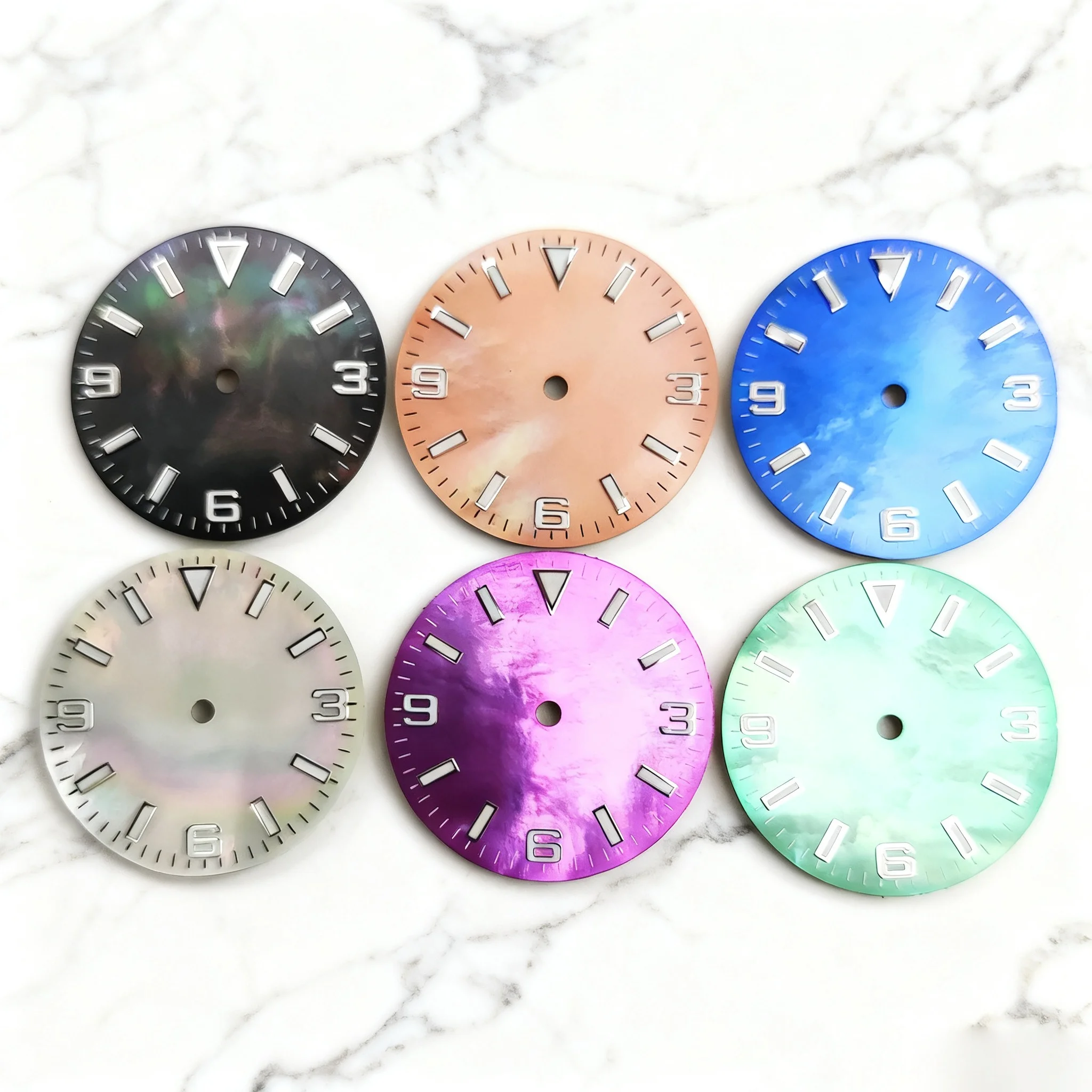 novo-mostrador-de-285-mm-compativel-com-nh35-e-movimento-automatico-universal-estilo-vintage-diver-em-madreperola-colorida-aurora-iridescente-com-efeito-galaxy-acessorios-de-modificacao-de-relogios