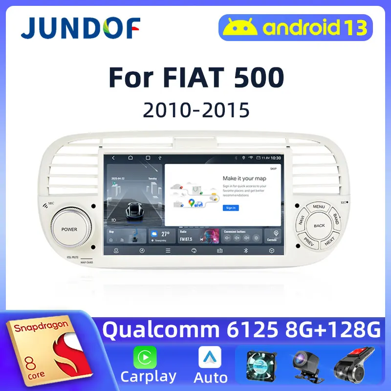 

Jundof Android 13 Qualcomm 8 Core Wireless CarPlay for Apple Android Car Radio For FIAT 500 500C Abarth 2007-2015 Car Radio